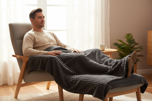Alternate charcoal blanket lifestyle image