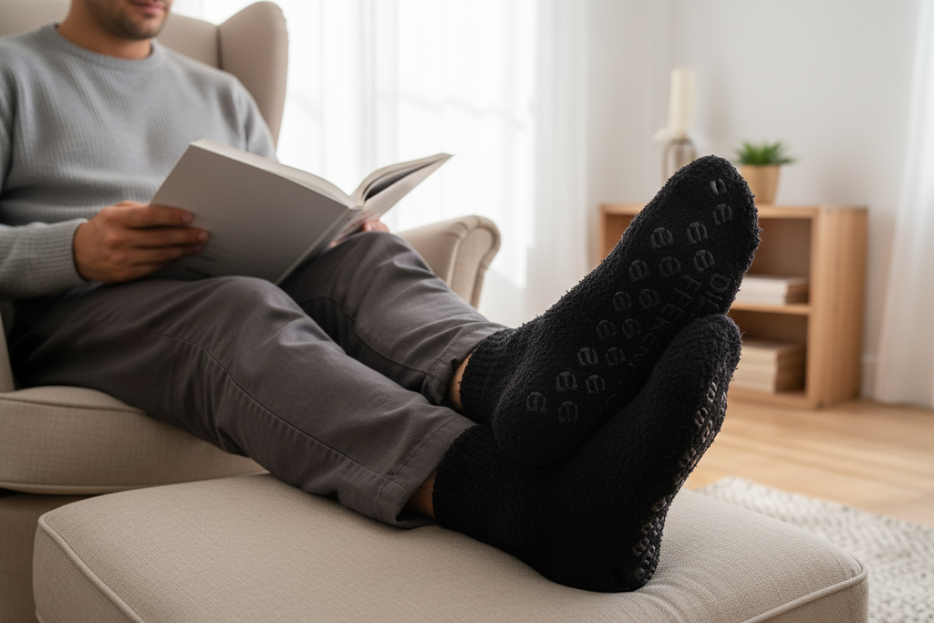 Black non-slip socks lifestyle image