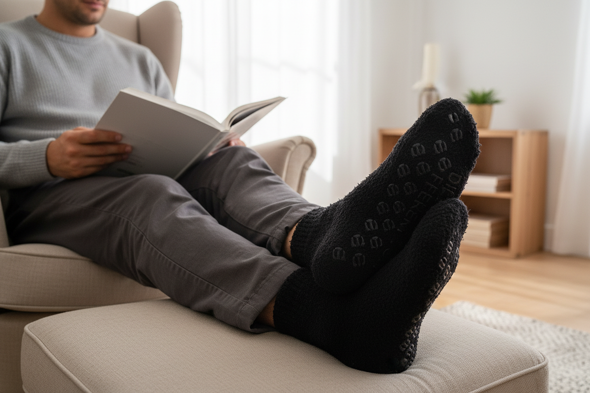 Black non-slip socks lifestyle image
