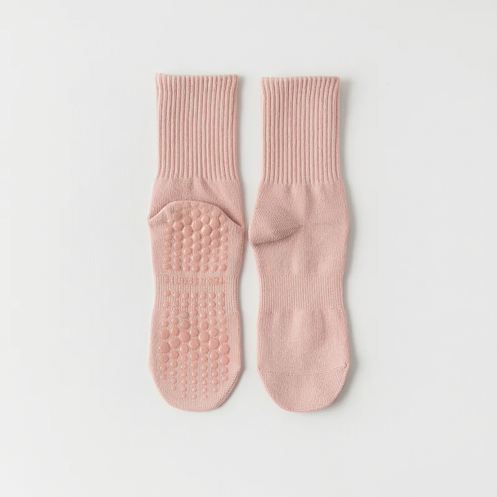Clean studio pink grip socks