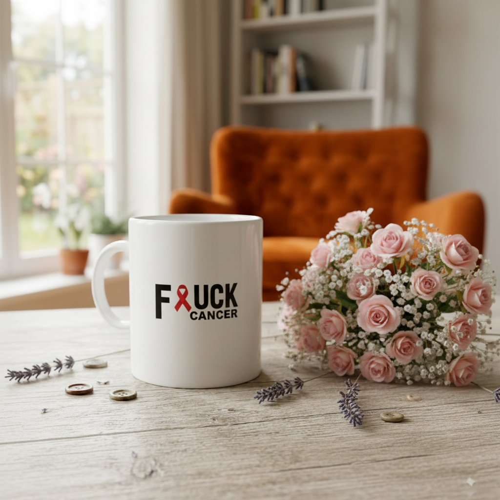 F*CK Cancer mug lifestyle photo