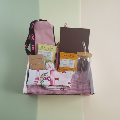 Open care-package flat lay