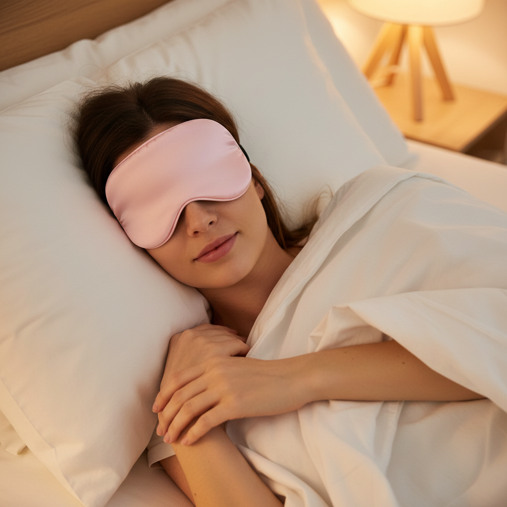 Person Wearing Sleep Mask
