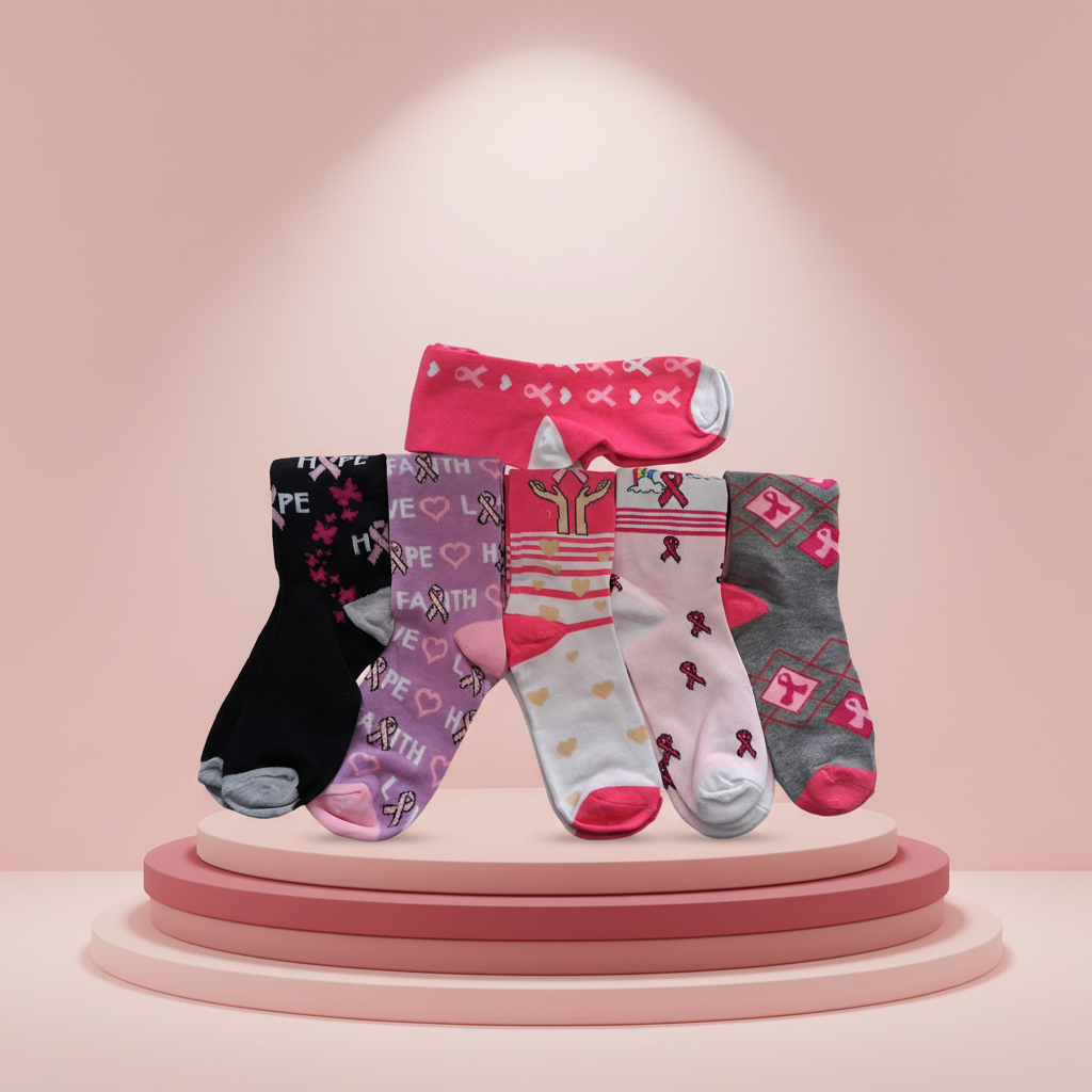Pink editorial awareness sock collection